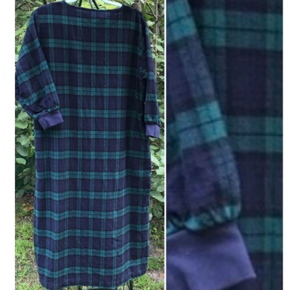 Vermont Country Store Flannel NWOT green pockets